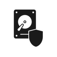 Protection hard drive disk, HDD flat line icon. vector