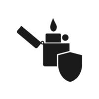 Thin line lighter outline icon with protection sign. vector