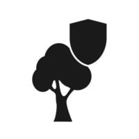 icono de árbol símbolo del bosque con señal de protección vector