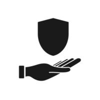 Hand line icon with protection sign vector