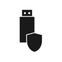 icono de diseño plano de memoria USB de protección vector