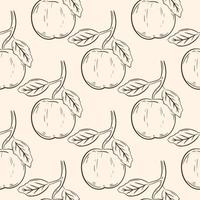 Apples sketch seamless pattern vector illustration