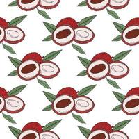 Lychee seamless pattern vector hand drawn illustration