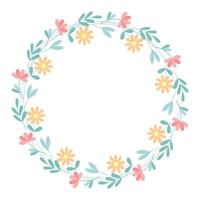 Spring botanical wreath with flowers and greenery vector