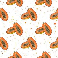 Papaya fruit seamless pattern vector