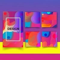 Vector set of abstract memphis style retro background with multicolored simple geometric shapes and copy space frame