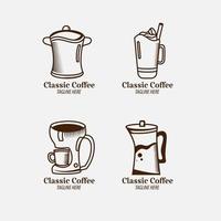 impresionante conjunto de cafetería con logotipo de empresa paquete de estilo clásico signo de marca, identidad y etiqueta de cafetería vector