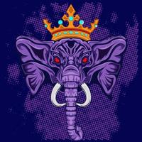 ilustración vectorial rey elefante satanás con corona esport logo mascota. vector