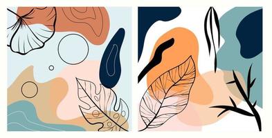 abstract backgrounds posters collection two different model with leaves illustration. Great for backgrounds, invitations and cosmetic box designs vector