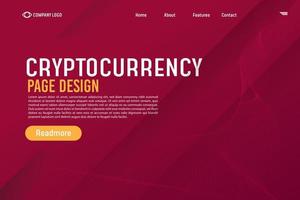 Gradient Landing Page Crypytocurrency Red background website . Template for websites, or apps. Abstract vector style. line and particles. Curved wavy line, smooth stripe Vector