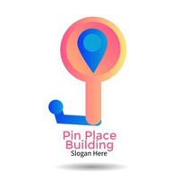 Logo pin place building for sign business vector