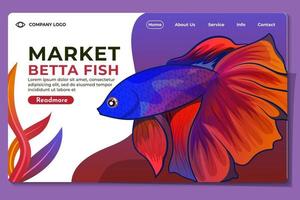 landing page or web page design templates for petshop, aquaspace, fish and betta fish . handrawn  vector illustration concepts for website and mobile website development.