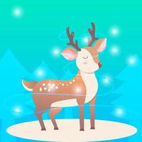 deers animal Christmas card illustration vector