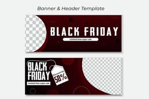 diseño de banner y diseño de encabezado plantilla de banner de venta de viernes negro para promoción en redes sociales y sitio web vector