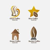 Awesome business logo coffee shop set bundle branding sign, identity and label cafe vector