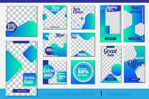 gradient wave design style Editable socialmedia stories and feed complate template for social media. vector