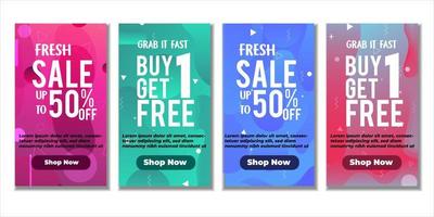 Gradient Color Dynamic modern fluid mobile for sale and promotion banners. Sale banner template design, Flash sale special offer set and can use for instagram vector