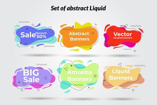 set of abstract liquid Geometric liquid colorful pastel abstract shapes set. Can use for background on website or mobile apps. Template ready for use in web or print design vector
