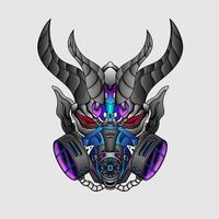 Cyberpunk Demon devil with horn as king of satan use mask poison illustration for tshirt design or main element of poster. vector