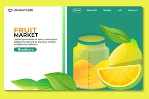 vaso de precipitados con página de destino de frutas o plantillas de diseño de páginas web para la escuela de educación, química, fruta, veneno. conceptos de ilustración vectorial dibujados a mano para el desarrollo de sitios web y sitios web móviles. vector