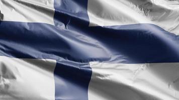 finland vlag langzaam zwaaien op de wind-lus. Finse banner soepel zwaaiend op de wind. volledige vulling achtergrond. 20 seconden lus. video