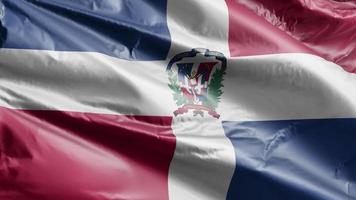 Dominican Republic flag slow waving on the wind loop. Dominican Republic banner smoothly swaying on the breeze. Full filling background. 20 seconds loop. video