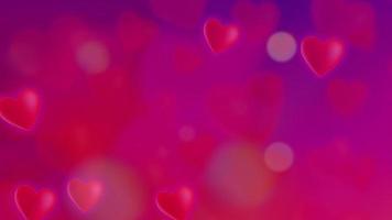 feliz día de san valentín fondo rosa movimiento corazones saludo amor corazones. festivo de bokeh, destellos, corazones para el día de san valentín, día de san valentín, fondo de bucle ininterrumpido de aniversario de boda