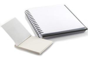 empty notebook on white background photo