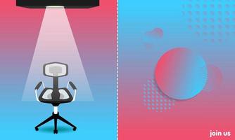 abstract colorful style. we hiring and new jobs team members. a chair for candidate. join us. vector illustration eps10