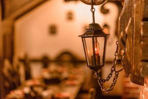 Vintage metal lamp interior lighting bulbs retro style decoration photo
