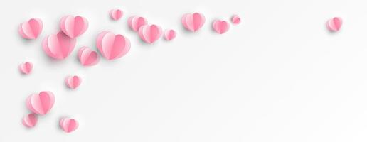 Horizontal background with pink hearts. Space for the text. Festive design for Valentine's Day and other holidays vector