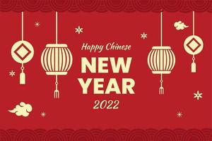 Flat chinese new year 2022 background vector