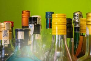 selective focus on close capture of liquor bottles