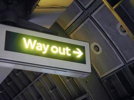 Way out sign in London photo