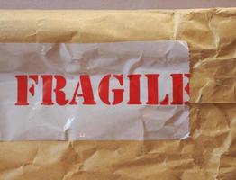 Fragile label on packet photo