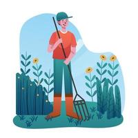 A Gardener Sweep the Grass vector