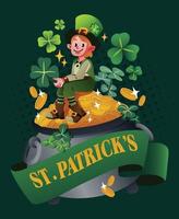 A Dwarf Sitting On A Pot Of Gold vector