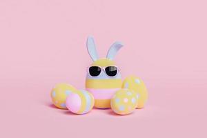 easter egg with sunglasses and bunny ears photo