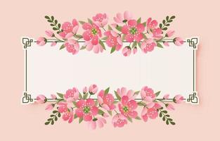 Flat Cherry Blossom Frame Background vector