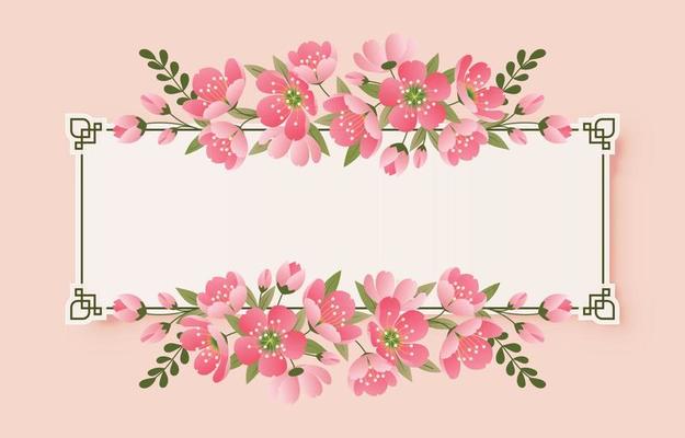 Flat Cherry Blossom Frame Background