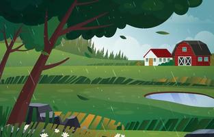 Village Spring Shower Background vector