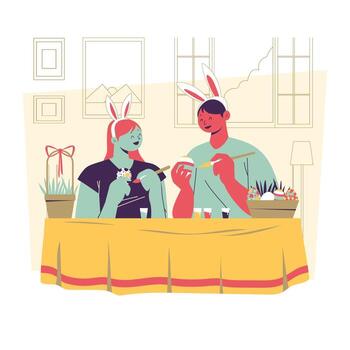 decorar huevos de pascua vector