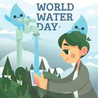 Adding Earth's Water To A Man's Glass vector