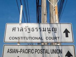 The Constitutional Court of the Kingdom of Thailand name plate Chaengwattana BANGKOK THAILAND25 DECEMBER 2018. photo