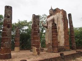 SUKHOTHAI THAILAND03 AUGUST 2019Wat Saphan Hin TempleSukhothai thailandIs located outside the old city wall of Sukhothai in the west In the area of Aranyawat or Wat Pa this temple. photo