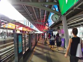 Asoke BTS Station BANGKOK THAILAND08 SEPTEMBER 2019BTS Skytrain station on the Sukhumvit Line in Watthana District Bangkok Thailand. The station is located on Sukhumvit Road. photo