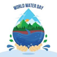 Hands Holding Teardrop Symbolizing Water Scarcity Prevention vector