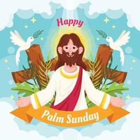 Happy Palm Sunday with Cute Jesus vector