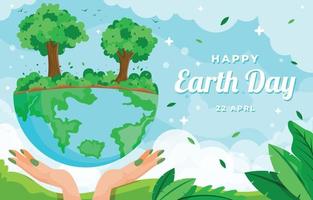 Happy Earth Day with Sky and Leaves Decoration Concept vector