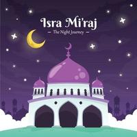 Cute Holy mosque Isra Miraj The Night of Journey vector